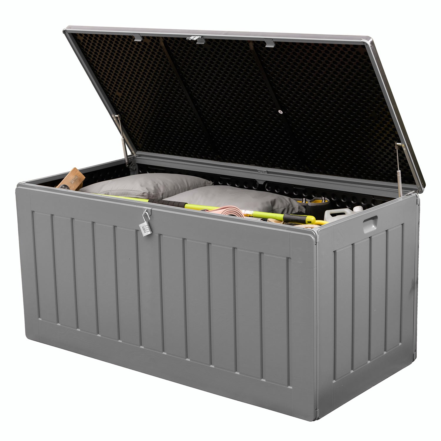 Olsen & Smith 830L MASSIVE Capacity Outdoor Garden Storage Box Plastic Shed - Weatherproof & Sit On with Wood Effect Chest